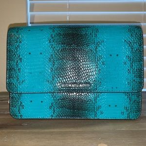 Michael Kors Crossbody Tile Blue embossed leather